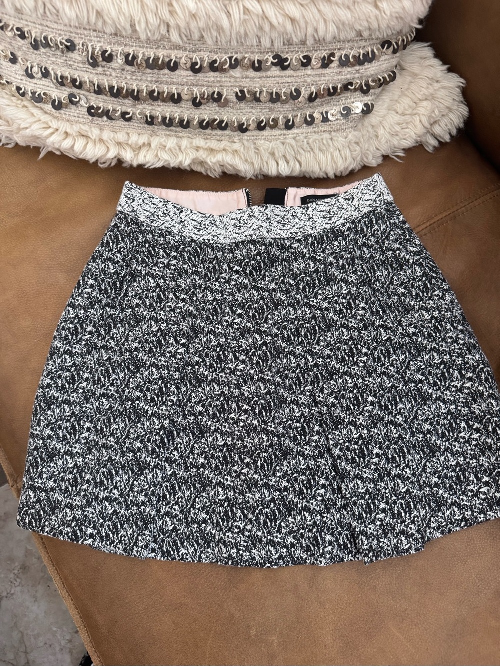 Banana Republic Black and White Tweed Circle Skirt